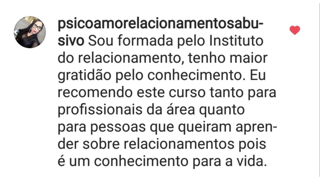 Depoimento: sou formada pelo Instituto do Relacionamento, recomendo para profissionais da área e para quem quer aprender sobre relacionamentos.